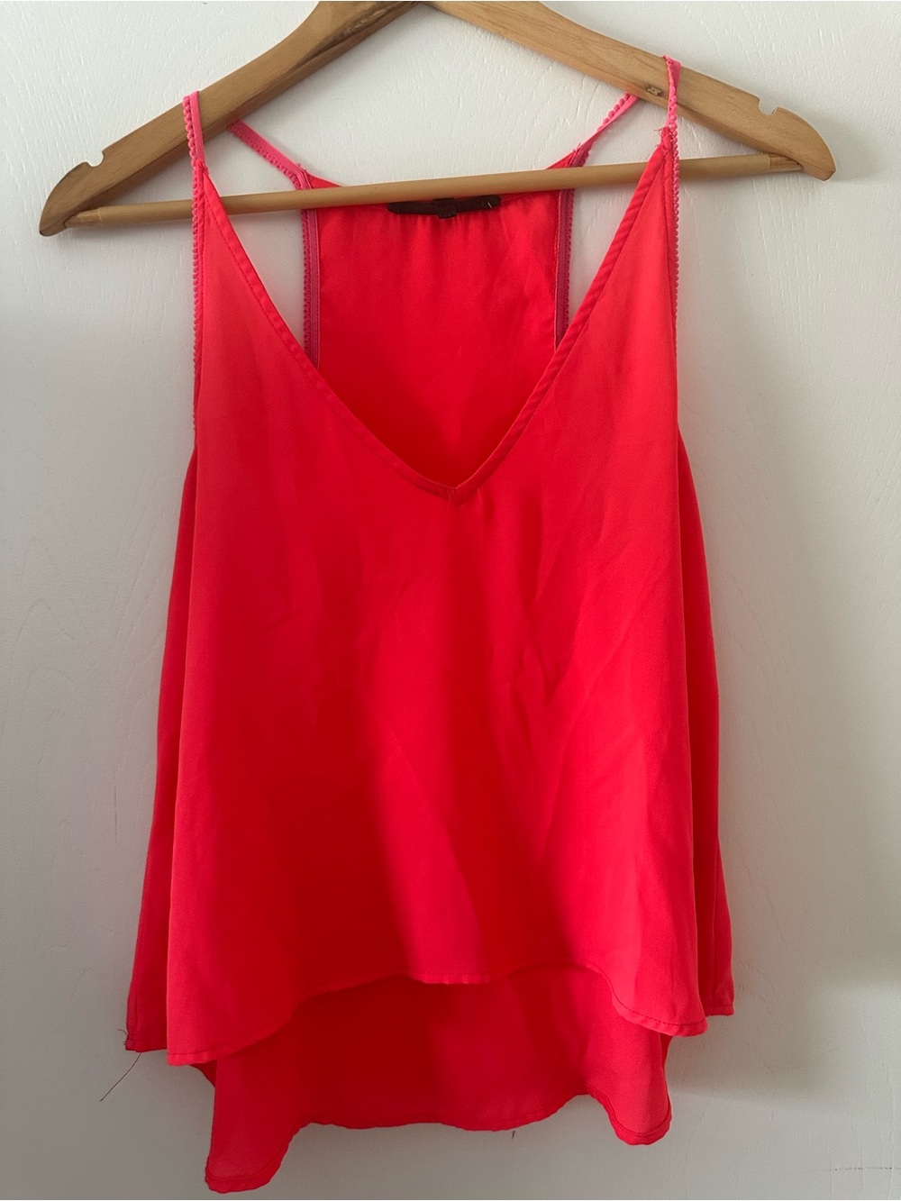 Olivaceous Bright Coral Double-Layer V-Neck Camisole